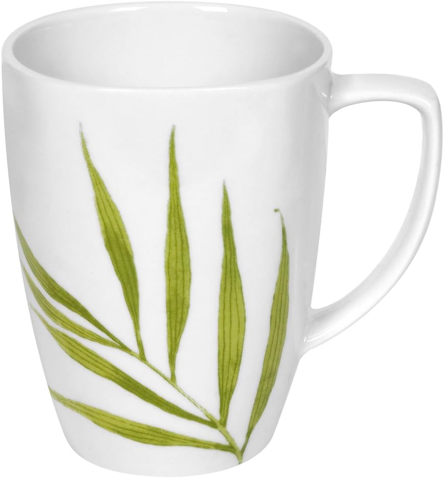Corelle Bamboo Leaf Square Round 12Ounce Porcelain Mug