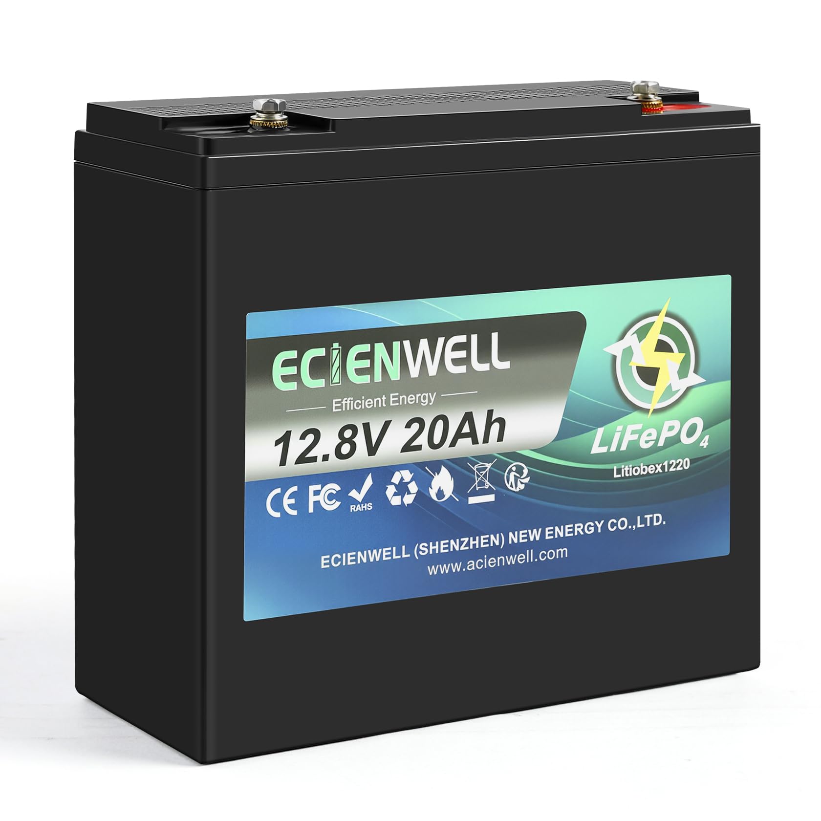 Photo 1 of 12V 20Ah Lithium LiFePO4 Battery, ECIENWELL Deep Cycle Battery Built in 20A BMS, 12 Volt Rechargeable Lithium Batteries for Power Wheels, Small UPS, Security System, Lighting, Ride on Toys