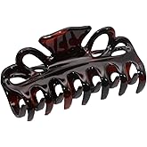 Parcelona French Double Loop Tortoise Shell 3.5" Celluloid Acetate Hair Claw Clips Clamp Clutcher Women Hair Accessories, Made in France