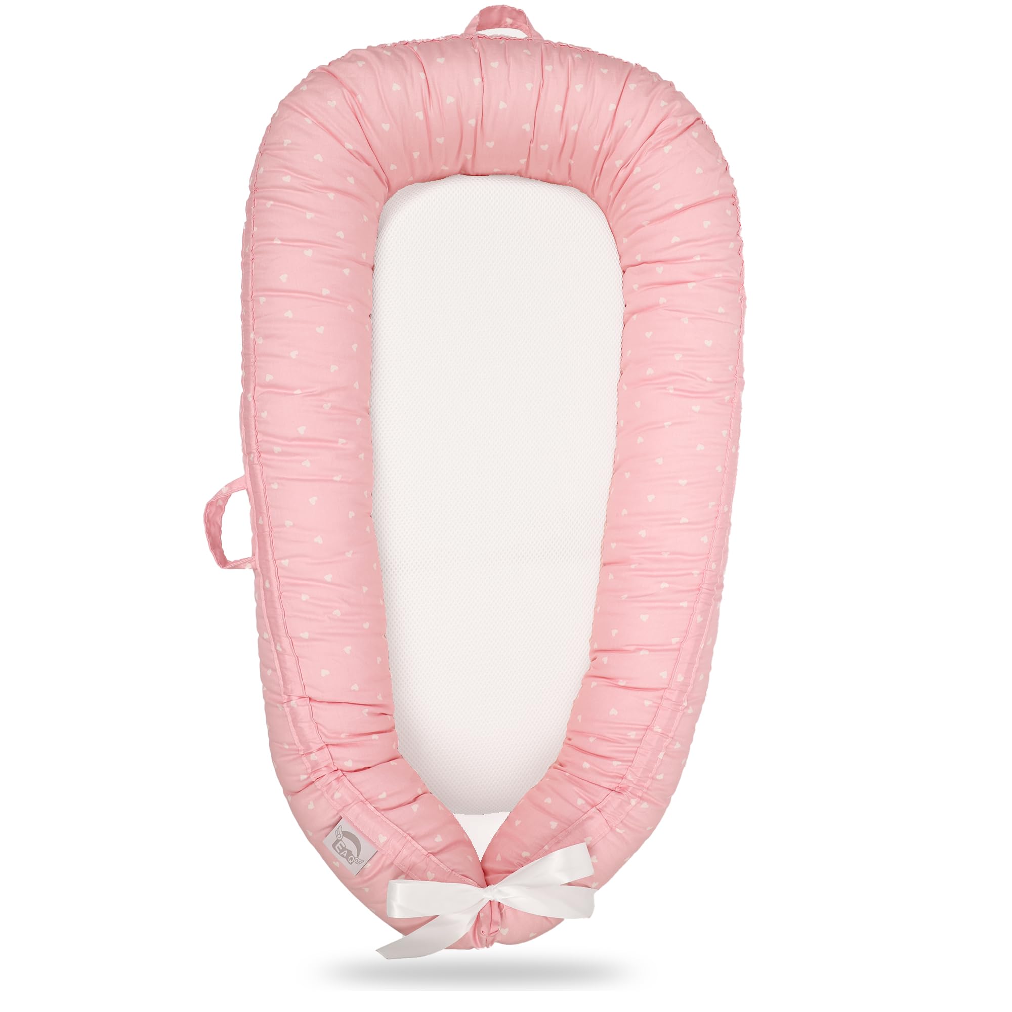 EAQ Baby Nest Pod Girl,Baby Sleep Pod Soft Breathable 100% Cotton Napping or Traveling for 0-12 Months,Travel & Baby Essential Gift for Newborn (Pink)