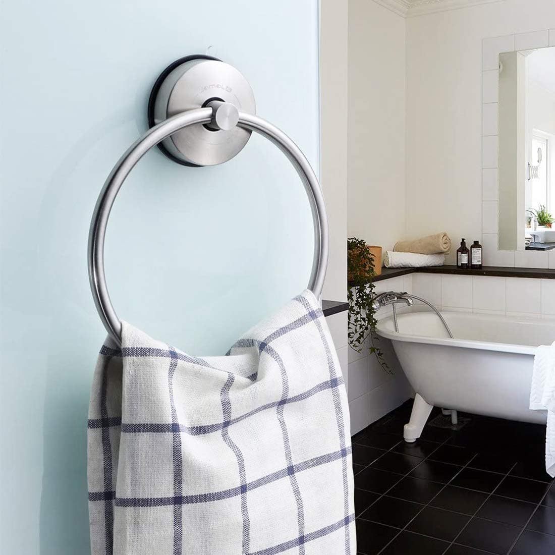 Suction Cup Round Towel Ring Holder Shower Towel Hanger Bathroom