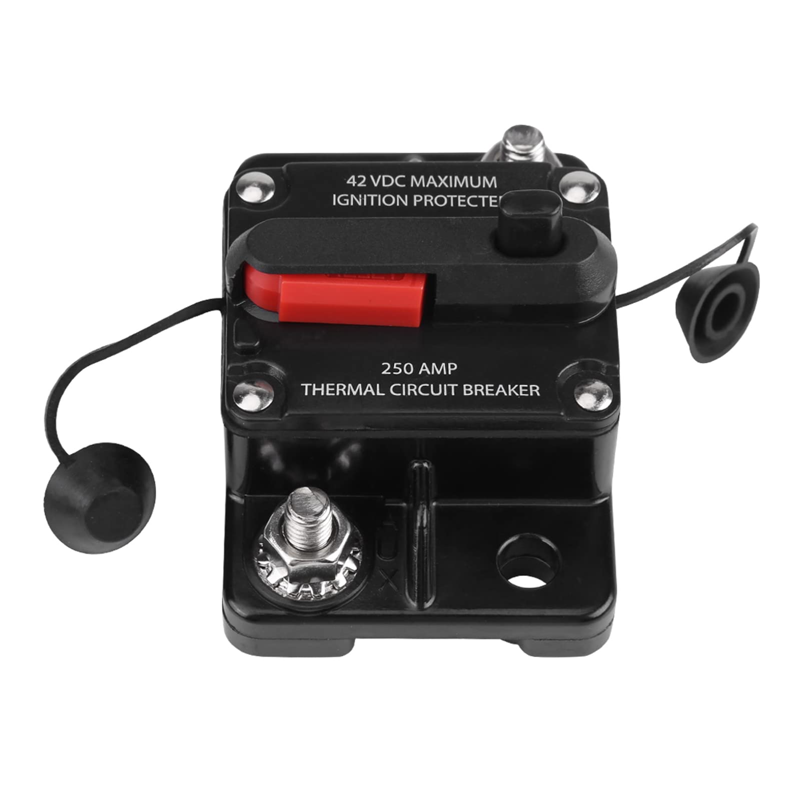 Car Circuit Breaker, DC12V-42V Car Stereo Audio Inline Circuit Breaker, Manual Reset Circuit Breaker Fuse Holder Inverter for Car Audio Stereo RV Home Marine Boat Truck(250A)