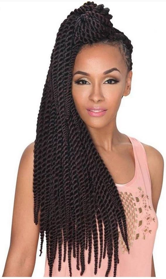 FeiBin Synthetic Hair Crochet Braids 18" 2X Big Senegalese Twist Crochet Hair for Black Women(6-Pack, 1B)