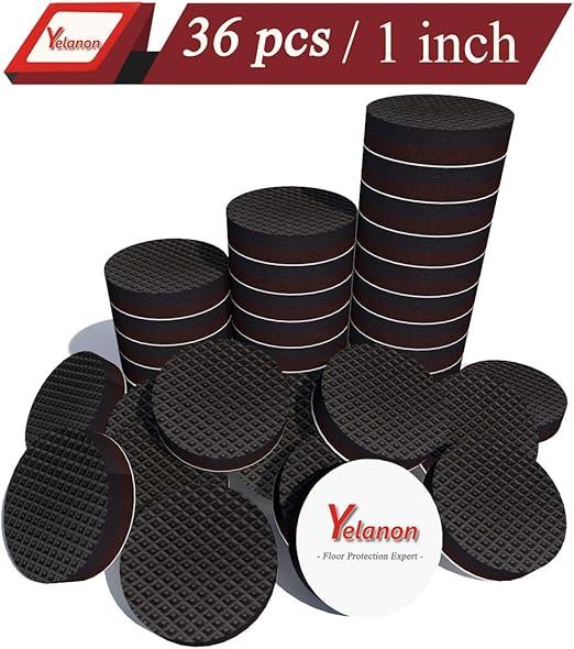 Yelanon Non Slip Furniture Pads 36 Pcs 1 Anti Skid Furniture Pads Stopper Self Adhesive Rubber Feet Furniture Pads Wood Floor Protector For Furniture