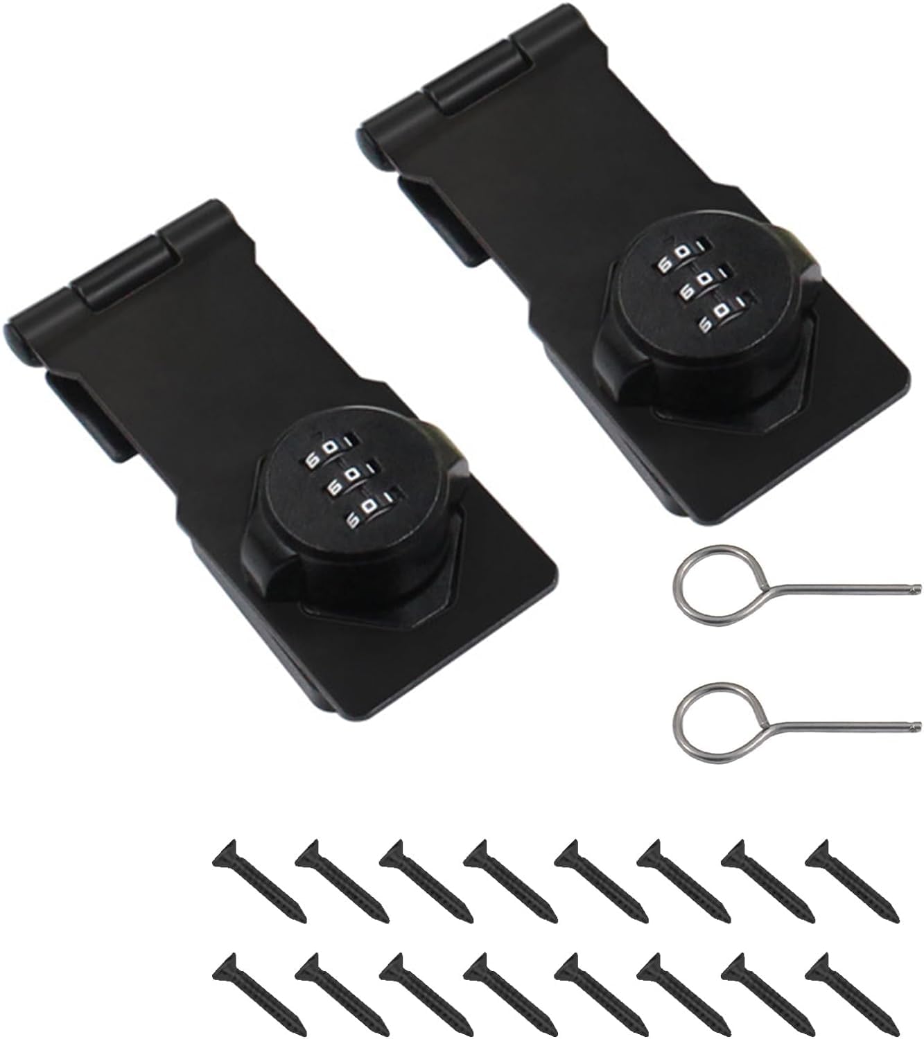 2X 110mm Mechanical Password Rotary Hasp Locks Door Security Slide Latch Lock (Black)