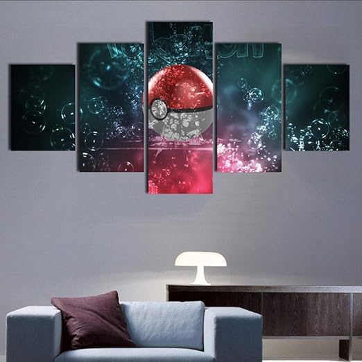 Amazon Ojkyk ポケモンプリント キャンバス画 絵画 5パネル キャンバス アートプリント ウォールアートワーク デジモンアニメ 子供部屋装飾 40x60x2 40x80x2 40x100x1 8 117 アートフレーム ポスター オンライン通販