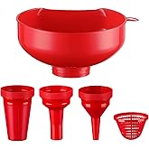 Pisol Wide Mouth Funnels for Kitchen Use, Versatile Food Grade Funnels for Filling Bottles, Plastic Cooking Funnel Set with S