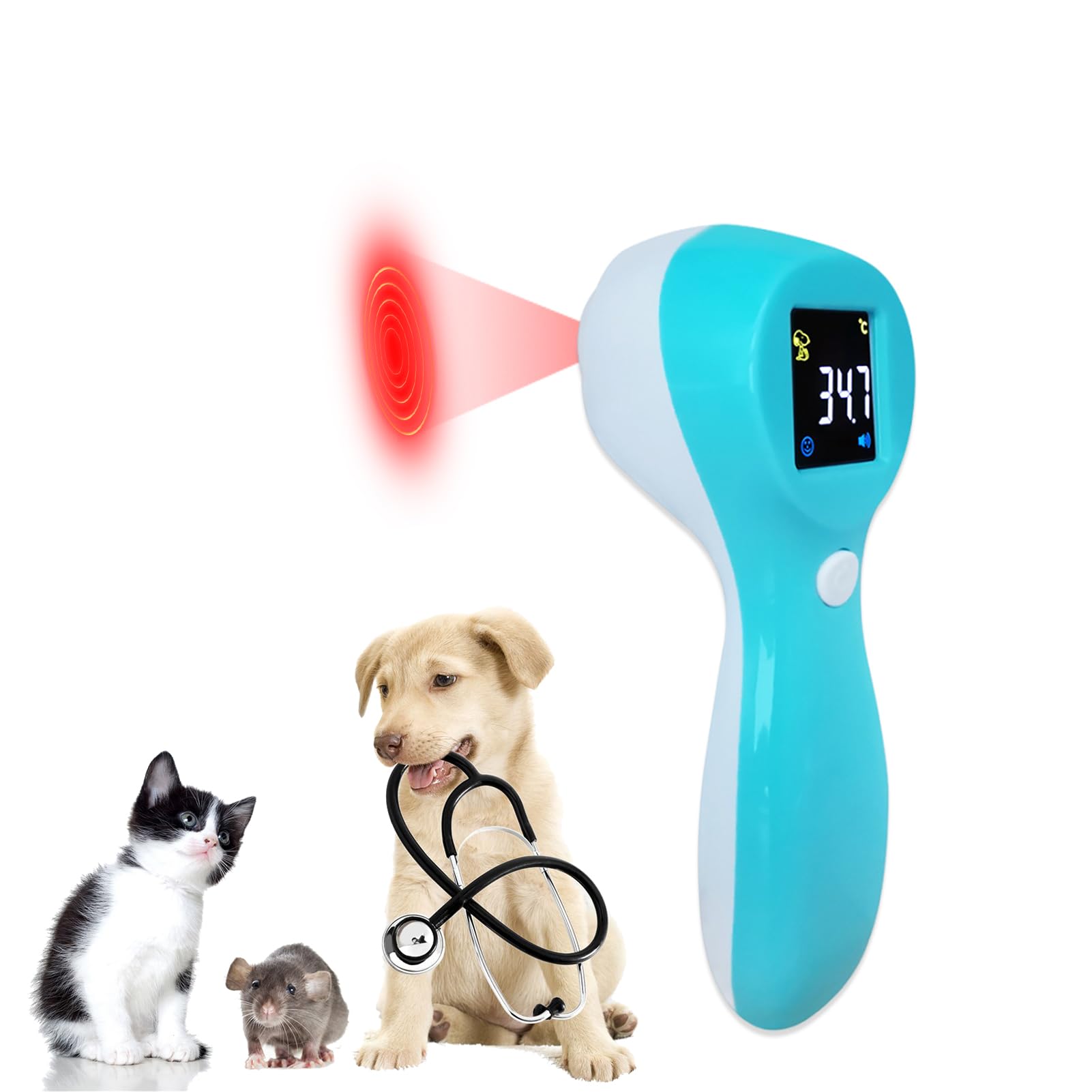 Digital Pet Thermometer for Accurate Fever Detection, Dog Cat Digital Infrared Touchless Thermometer, Fast Measurement in Seconds for Cats Dogs Cows Sheep