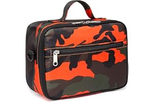 BLUEFAIRY Lunch Box for Boys Kids Insulated Lunch Bag Lunch Box Carrier for Middle School Childs for Elementary School Kindergarten Lunch Box for Daycare Lonchera para Niños Camo Orange