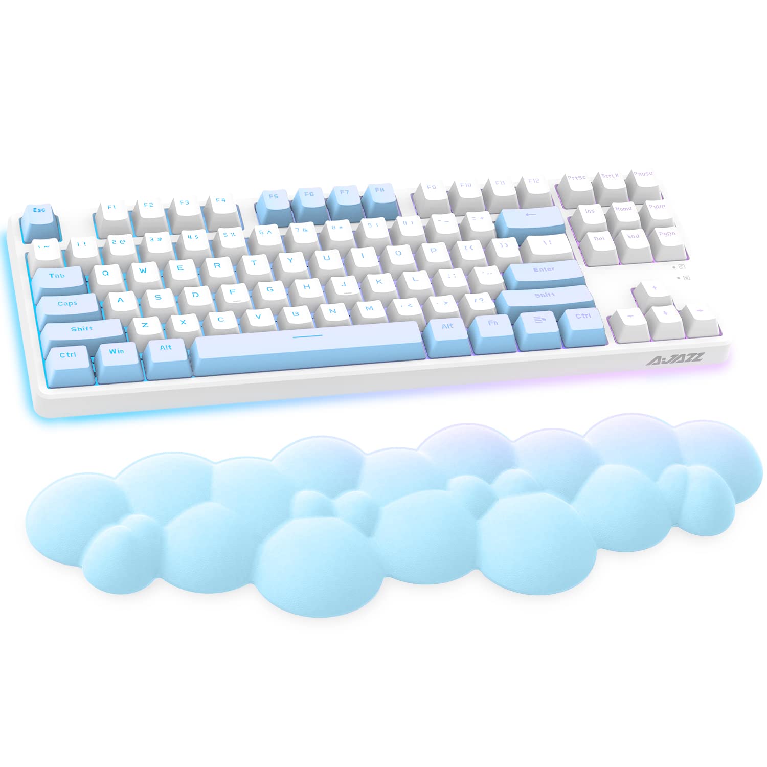 Cloud-Soft Ergonomic Wrist Rest for 100 Keys 87 Keys 68keys Keyboard PU Material Anti-Slip Rubber Base Memory Foam Cloud-Shaped Palm Rest for Computer Laptop,Pain Relief,15.2 * 4.4 * 1.2 inch-Blue