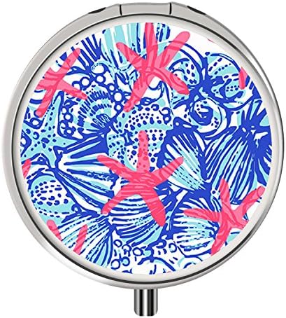 Pill Box, Round Stainless Drug Case with Three Compartment, Custom Medical Kit Storage for Travel Purse Pocket - Lilly Pulitzer