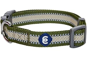 Blueberry Pet Essentials Matching Large Dog Collar | Adjustable Classic Solid Color Nylon Dog Collars for Large Dogs | Reflective Dark Olive Dog Collar for Large Dogs