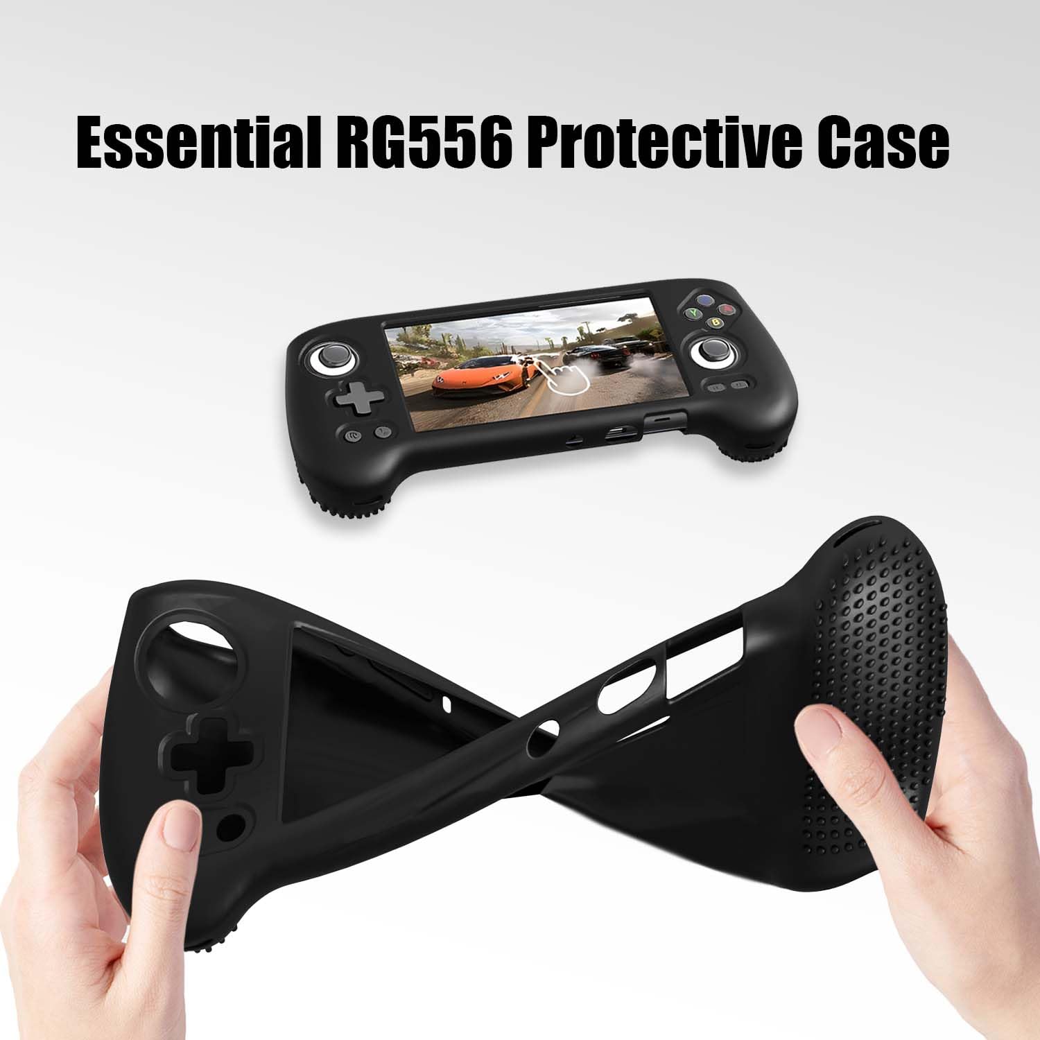 Silicone Protective Case for RG556, Only Compatible with Anbernic RG 556 Handheld Game Console Anti-Scratch Washable Soft Skin Case (Black)