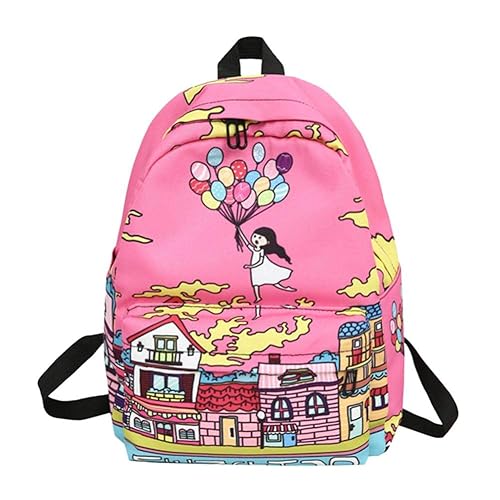 Iainstars Cartoon Graffiti Printed Backpacks Women Girl Nylon Travel Schoolbags Pink Amazon In Shoes Handbags