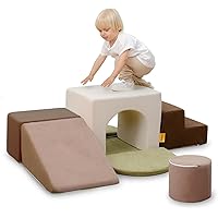 BanaSuper Kids Climbing Foam Blocks Playset - 7 Piece Toddler Climbing Toys, Indoor Gross Motor Development Montessori Gross