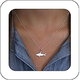 Erimberate Bohemian Shark Choker Necklace Silver Shark Fish Pendant Necklace Sea Shark Fish Collar Necklace Minimalist Animal Shark Chain Necklace Jewelry for Women Gifts