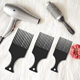 Lanjue 3 Sizes Afro Combs Set Black Plastic Hair Comb Wide Tooth Pick view 4