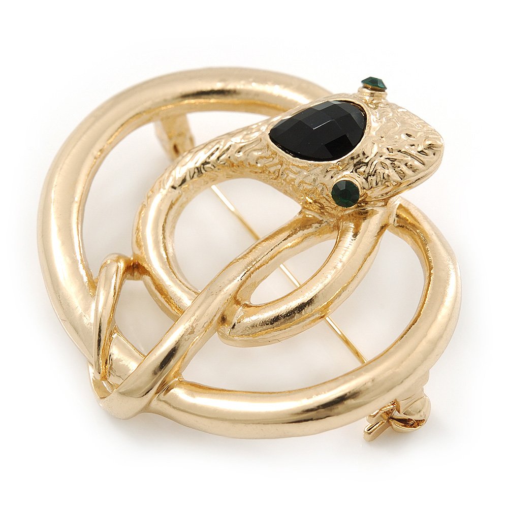 Gold Plated Coiled 'Snake' Brooch - 48mm Width