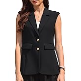 Hobemty Women's Sleeveless Blazer Vest Business Casual Notch Lapel Summer Suit Jacket with Pockets