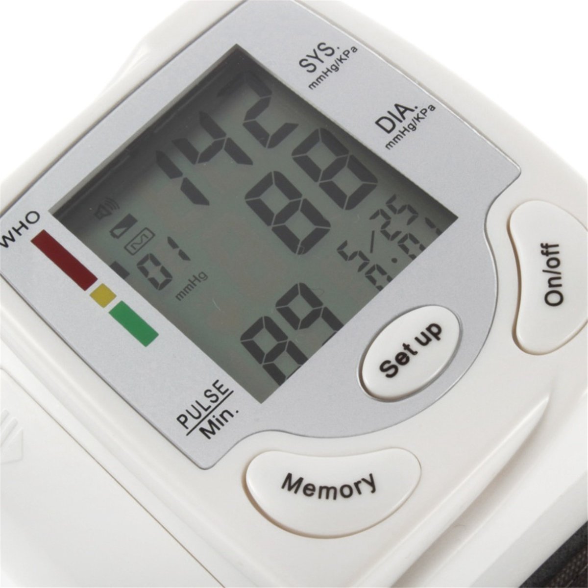 Blood Pressure Monitor Wrist Accurately Detects Blood Pressure Heart Rate & Irregular Heartbeat, Large LCD Display (CK-101S-White)