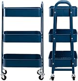 DOEWORKS 3-Tier Storage Trolley on Wheels Navy Blue 70cm 15kg per tier view 7