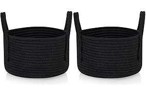 CubesLand Small Black Woven Storage Basket Set,Empty Decor Gift Basket,Baby Basket for Nursery,Pet Toy Cute Basket for Organizing,Shelf Closet Basket Bin,Halloween basket,Christmas Basket- 9.5x5.51