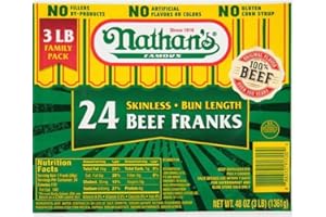 Generic Famous Skinless Beef Franks by Nathans - 24 ct - 3 lbs., Family pack