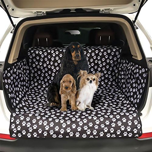 Car Booster Seat Carrier for Puppy Dog Foldable Pet Cat Car Travel Safety Seat Belt Harness Cover Pet Traveling Carrier Bag Portable with Clip-On Safety Leash and Zipper Storage Pocket (Paw Pattern Seat Cover)