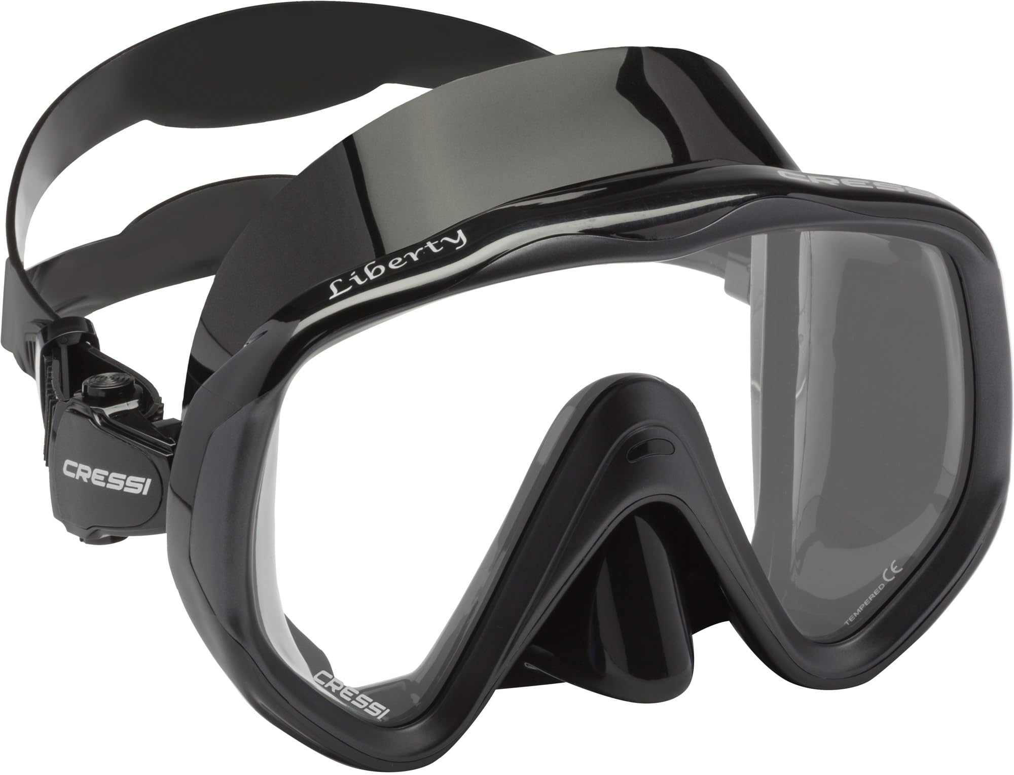Photo 1 of ***(PARTS ONLY/ MAJOR DAMAGE/ NON FUNCTIONAL)***Cressi Liberty Mono-Lens Diving Mask, Black/Black, Anti-Fog Lens