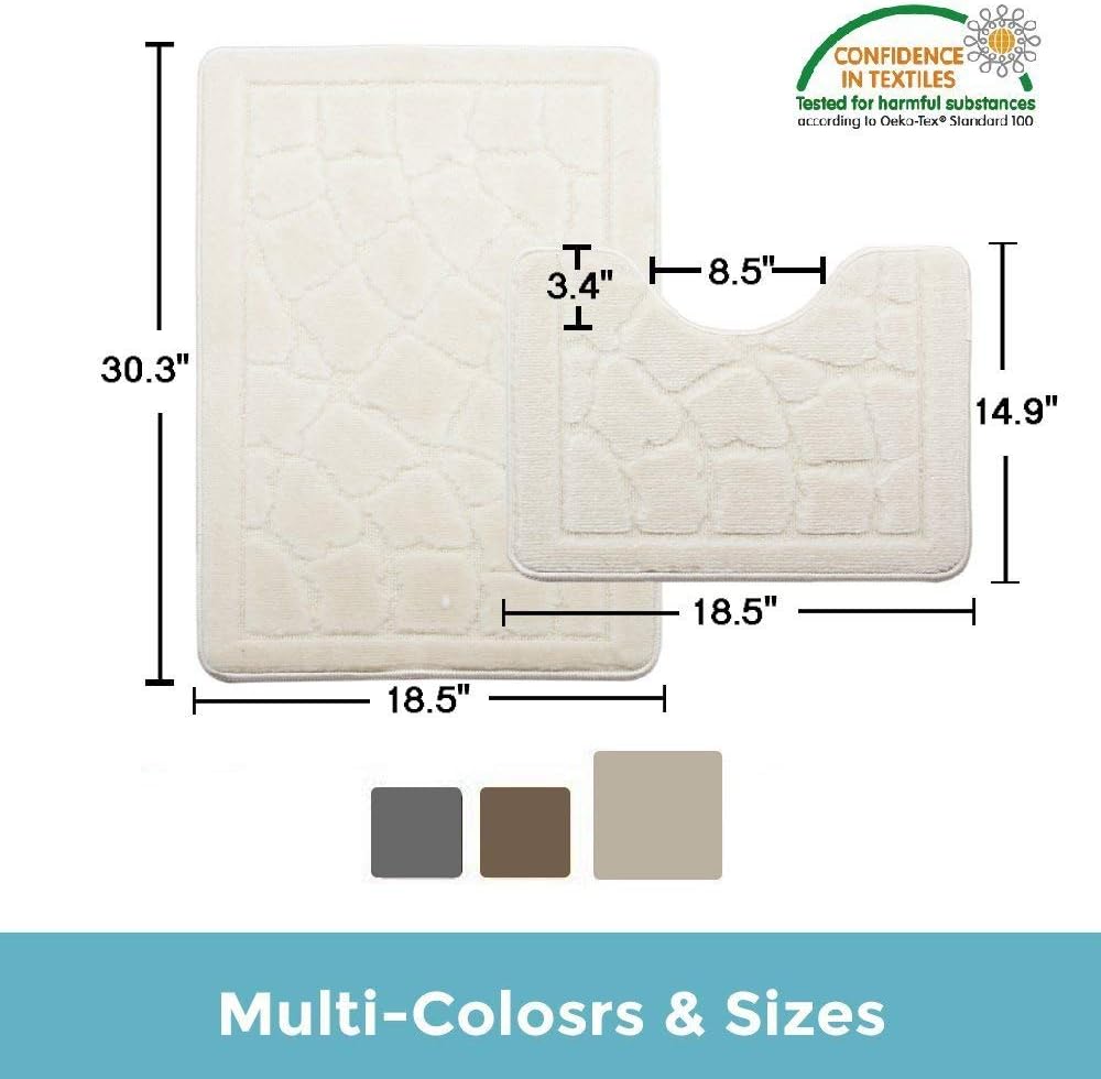 Weimilon Dada Home Textiles Polypropylene Anti-Slip Mat Bathroom Toilet Bathroom Mat Simple Style Set From 2 Parts (38 X 47 X 47 77 Brown) Beige 38X47Cm 47X77Cm