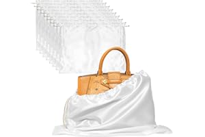 ELTNEGSA 8 Pcs Silk Purse Organizer Dust Cover Drawstring Bags Shoe Bag for Travel Satin Dust Bags for Purses Handbags Shoes Boots,White(19.6 * 15.7 in)