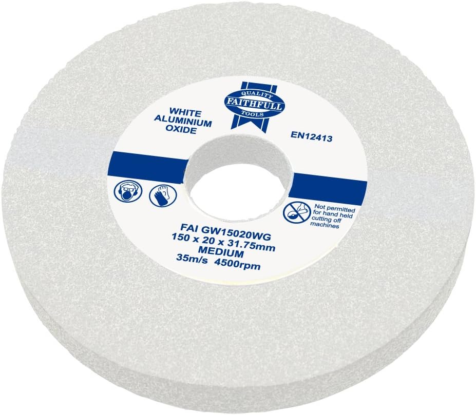 Faithfull FAIGW15020WG Bench Grinding Wheel White Alox 150mm x 20mm, Blue, 150 x 20mm