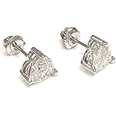 Pierre Lorren 2 carat Heart Shape Diamond Earrings SOLID Sterling SILVER 18k WHITE GOLD Vermeil Diamond Heart Solitaire Jewelry Birthday CERTIFIED Fine Earrings Studs Anniversary Valentines gift