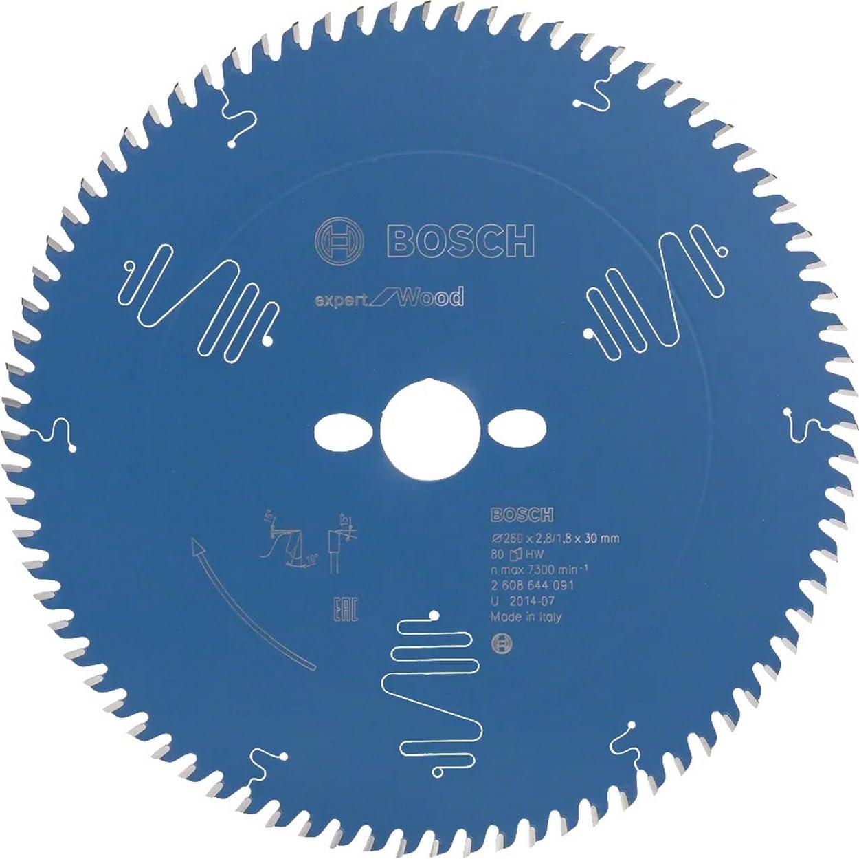 Bosch Accessories 2608644091 EXWOT 80 Tooth Top Precision Circular Saw Blade, 0 V, Blue