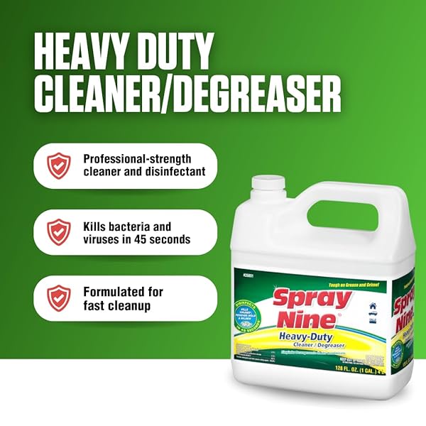 SPRAY NINE 26801 HEAVY DUTY CLEANER, DEGREASER & DISINFECTANT FOR HOME, YARD EQUIPMENT, AUTOMOTIVE & MORE – REFILL FOR SPRAY BOTTLE 1 GALLON (PACK OF 1)