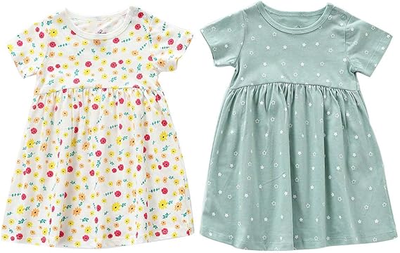 Amazon Co Jp ロンパース 女の子 ベビー服 半袖 ワンピース 赤ちゃん服 夏服 かわいい 通園 通学 コットン 2枚セット 服 ファッション小物