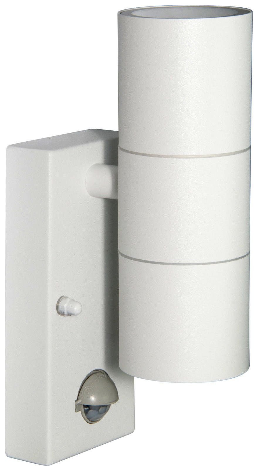 Long Life Lamp Company White Stainless Steel PIR Up Down Double Outdoor Wall Light with Movement Sensor Motion Detector ZLC058