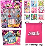 Shopkins Season 9 Wild Style Bundle includes 12 Pack + 2 Pack Pet Pod Blind Box + 9 Glitter Stickers + BONUS Action Media Storage Bag