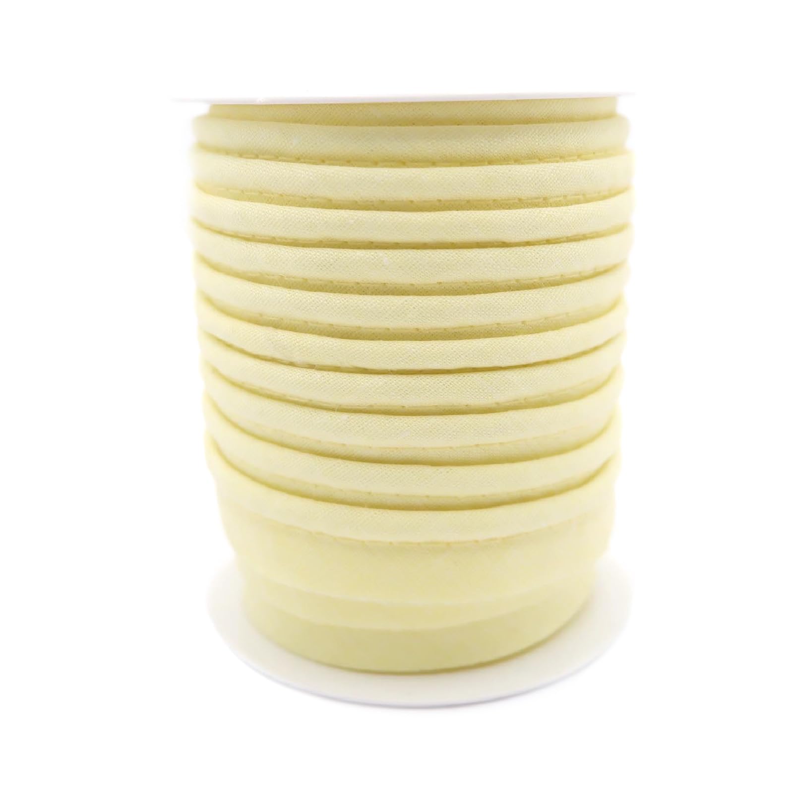 TEXTEX = Piping for Sewing, Decoration, and Crafts. Composition 50% Cotton and 50% Polyester. Total Width of 15mm, Cord of 5mm, and Flap of 10mm. 10 Meter Reel - (Light Yellow)