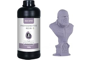 RICH-OPTO 3D Printer Resin Low Odor 1kg 405nm Rapid High Precision Quick Curing Standard Photopolymer Printing Resin for LCD 3D Printing Liquid Purple
