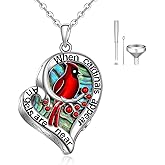 Fenthring Cardinal Urn Necklace for Ashes for Women Memorial When Cardinal Appear Angels Are Near Sterling Silver Red Cardinal Cremation Keepsake Jewelry