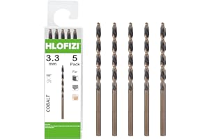 HLOFIZI 3.3mm Cobalt M35 Drill Bits (5 Pack), Metric Black and Gold Coated Twist Drill Bits for Hard Metal, Stainless Steel and Copper