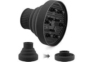 VELARIONNA Silicone Hair Dryer Diffuser Foldable Hair Dryer Diffuser Attachment Profession Blow Dryers Diffusers Diameter D 1.38-1.97inch(COLOR:Black)