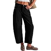 Acelitt Womens Straight Leg Elastic Waist Corduroy Pants with Pockets, S-2XL