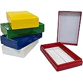 20PCS Microscope Slide Storage Box, 25-Place Plastic Microscope Slide Holder with Foam Liner for 25mm × 75mm Microslide, Assorted Colors, Pack of 20