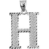 Claddagh Gold 925 Sterling Silver Initial Letter H Charm Pendant, 0.7"