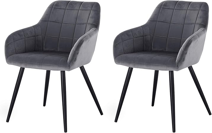 Esituro 2x Sedie Da Pranzo Con Braccioli Moderne Poltrone Per Camera Da Letto In Velluto Grigio Scuro Sdc0094 2 Amazon It Casa E Cucina