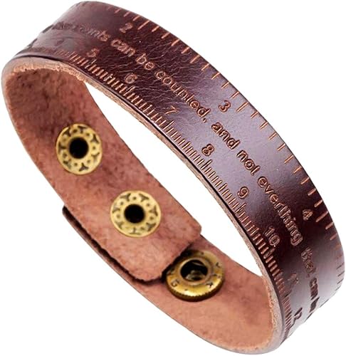 Amazon L メジャーレザーブレスレット ブラウン メンズ バングル 腕輪 シンプル ものさし スケール 皮ひも 革紐 アンティーク 大人 スタイリッシュ カジュアル プレーン 太い 太め 手首 男性 ブレスレット 通販