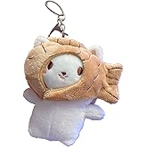HSYHERE Lady Girl Cute Plush Pp Cotton Cat Taiyaki Key Chain Creative Animal Pendant Detachable Doll Pendant Car Key Chain Backpack Pendant Metal Key Ring