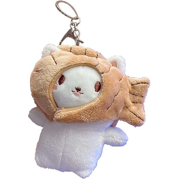 HSYHERE Lady Girl Cute Plush Pp Cotton Cat Taiyaki Key Chain